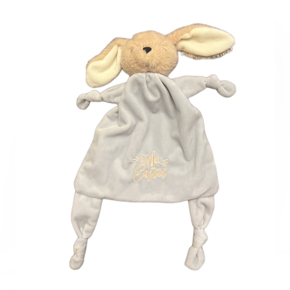 MTY Bunny Rabbit Lovey My 1st Easter Blue Rattle Knot Twists 2022 12" Plush